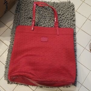Red Embossed Tote Bag